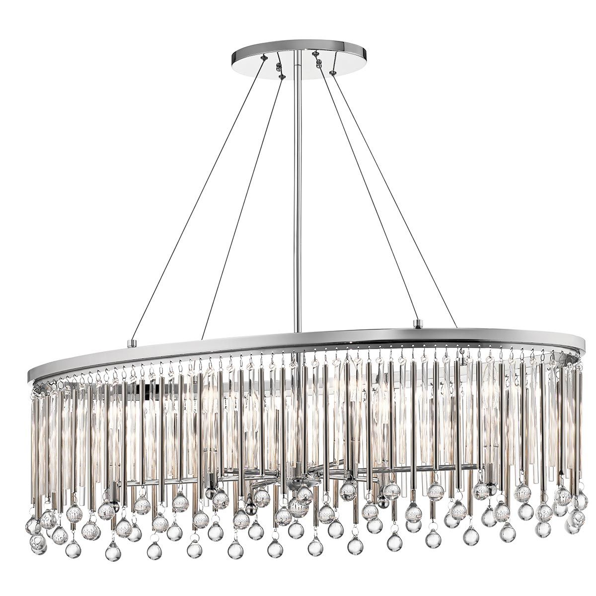 Piper 6 Light Polished Chrome Oval Chandelier with Crystal Accents