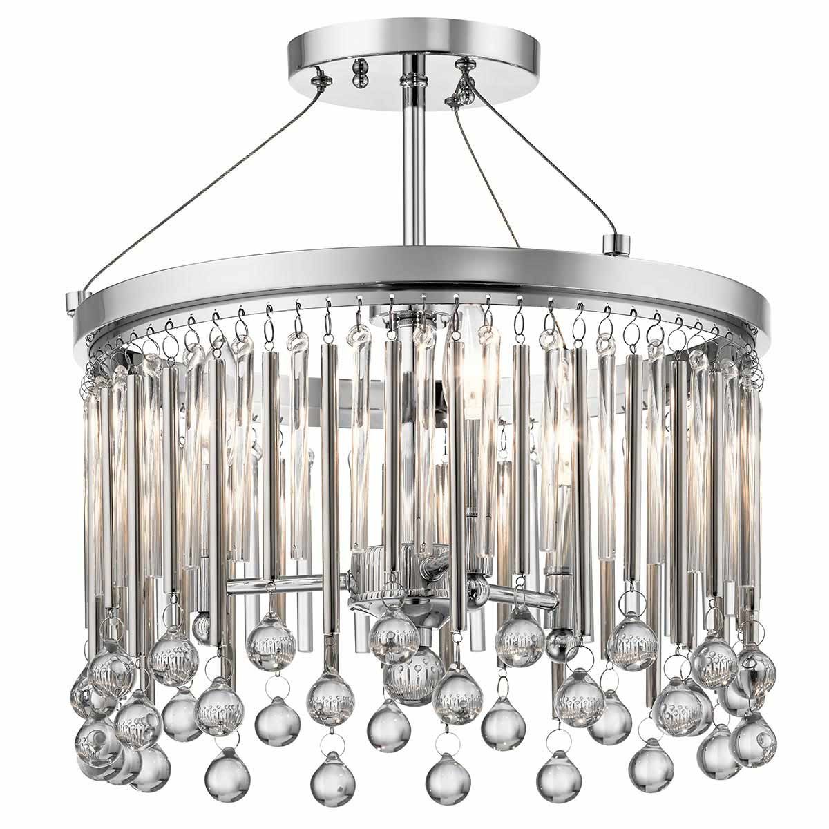Radiant Elegance: Piper 3 Light Crystal Semi-flush Chandelier
