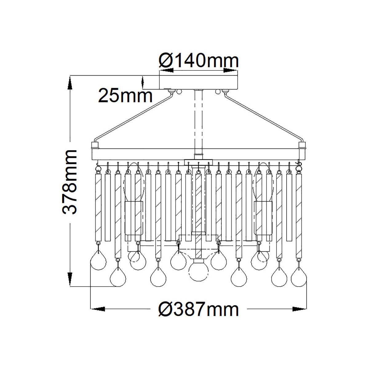 Radiant Elegance: Piper 3 Light Crystal Semi-flush Chandelier
