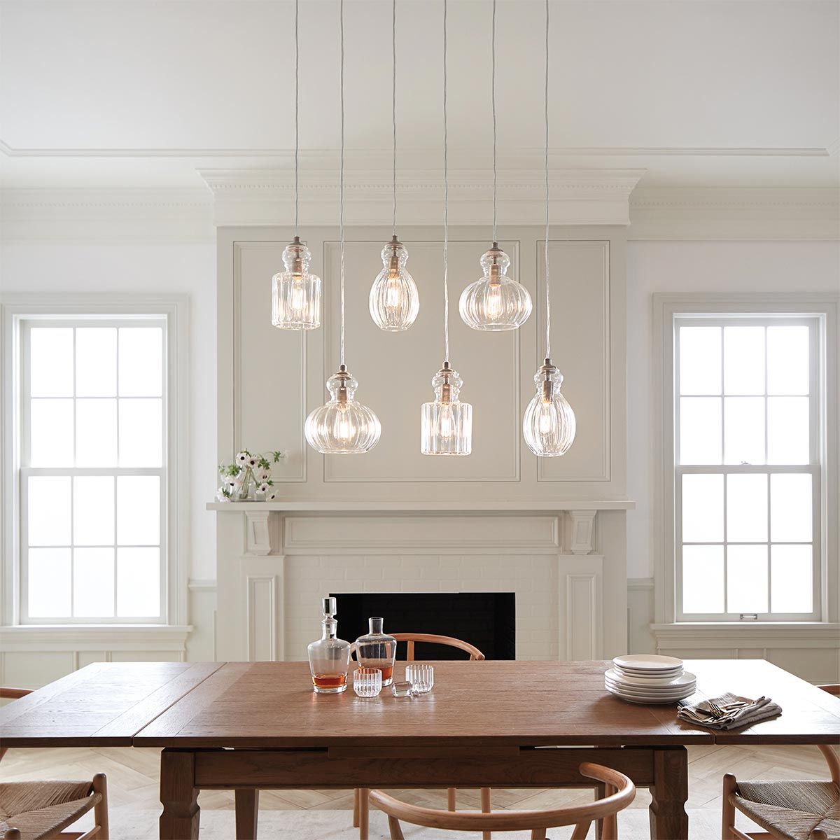 Riviera Vintage-Inspired Brushed Nickel Glass Pendant Light