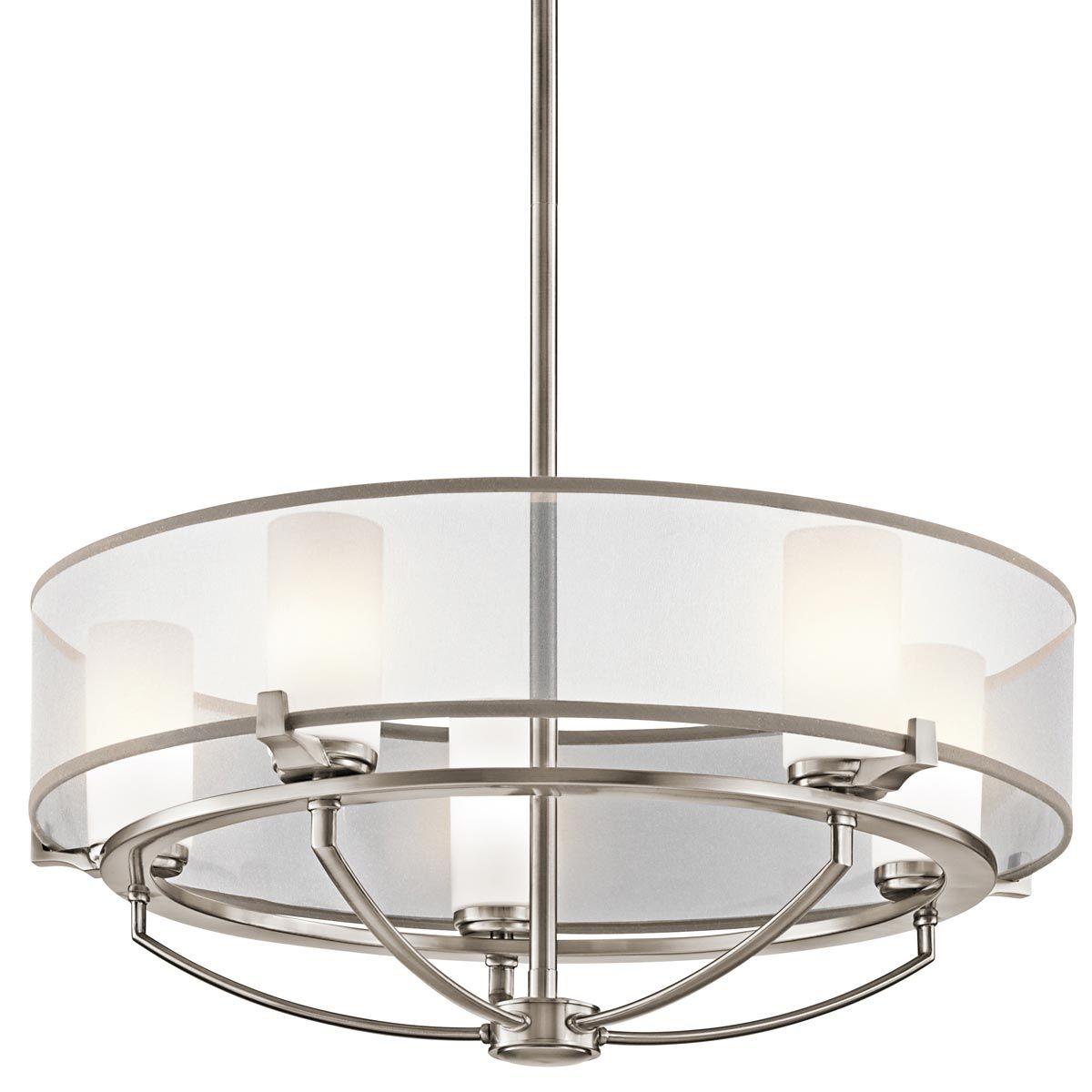 Saldana Classic Pewter 5-Light Drum Chandelier with Organza Shade