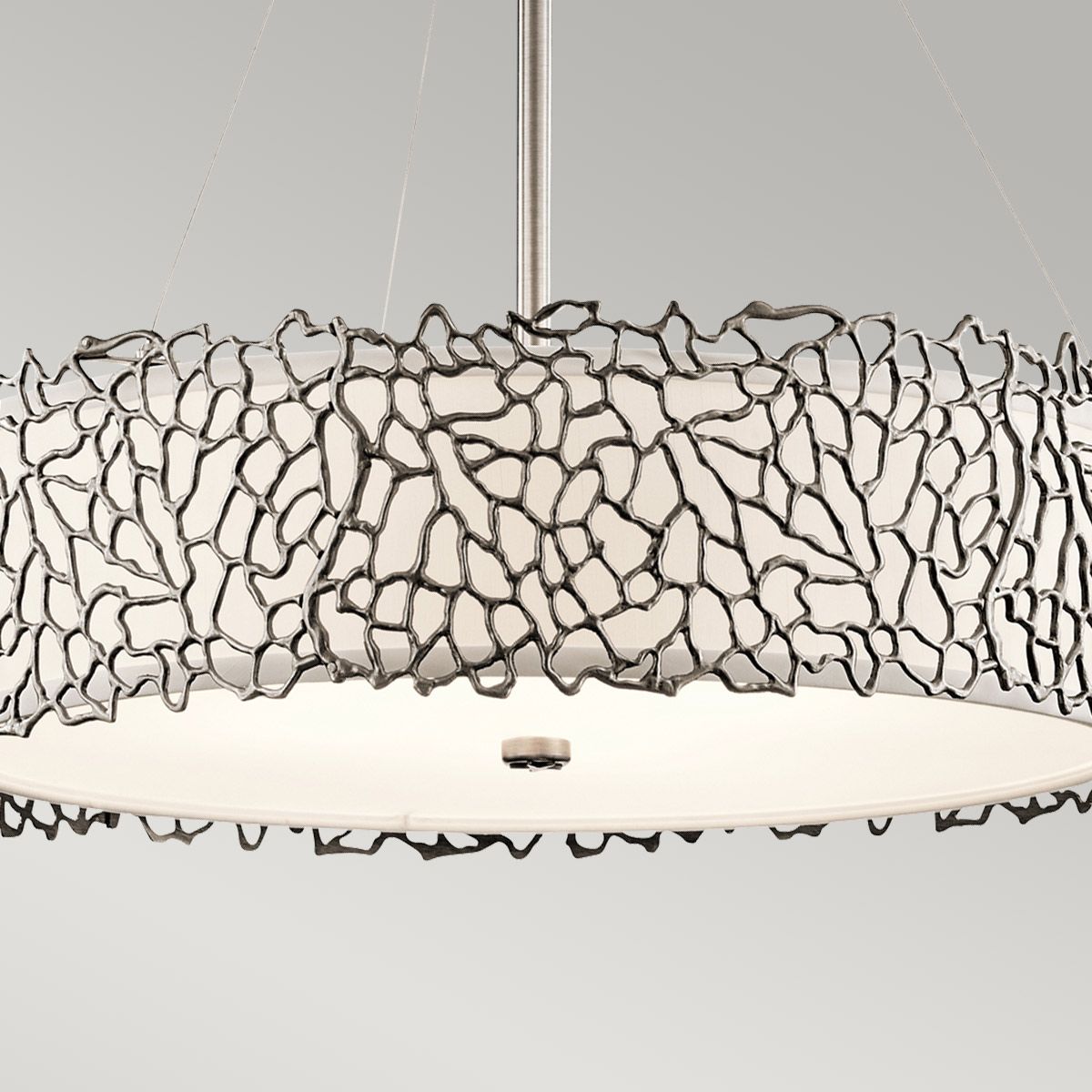 Nickel Coral-Inspired Pewter Pendant Ceiling Light