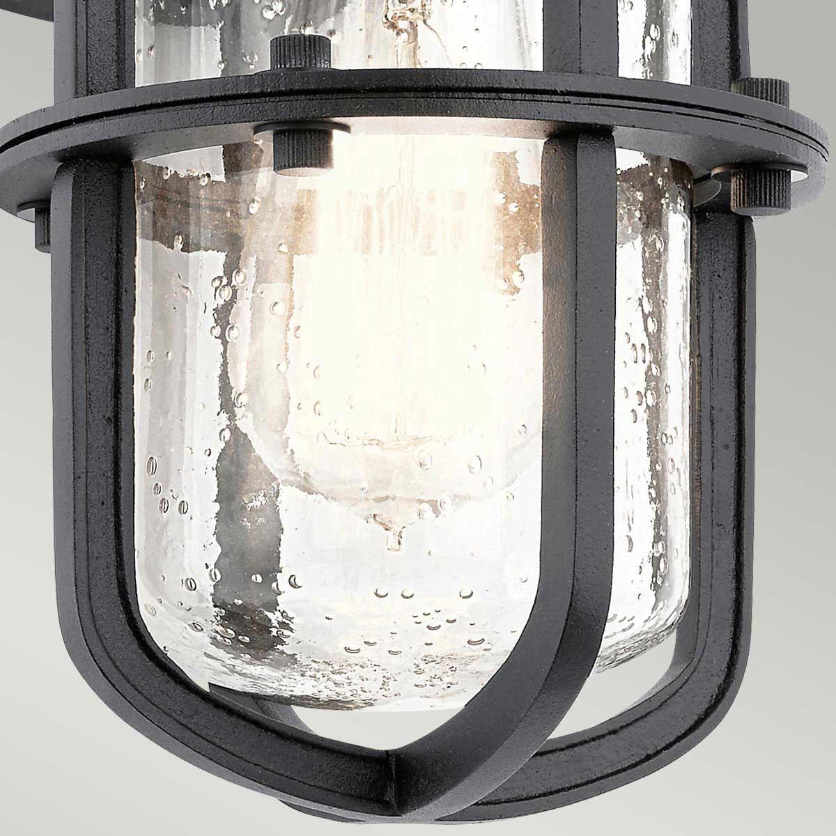 Suri Coastal Collection: Textured Black Outdoor Wall Lantern