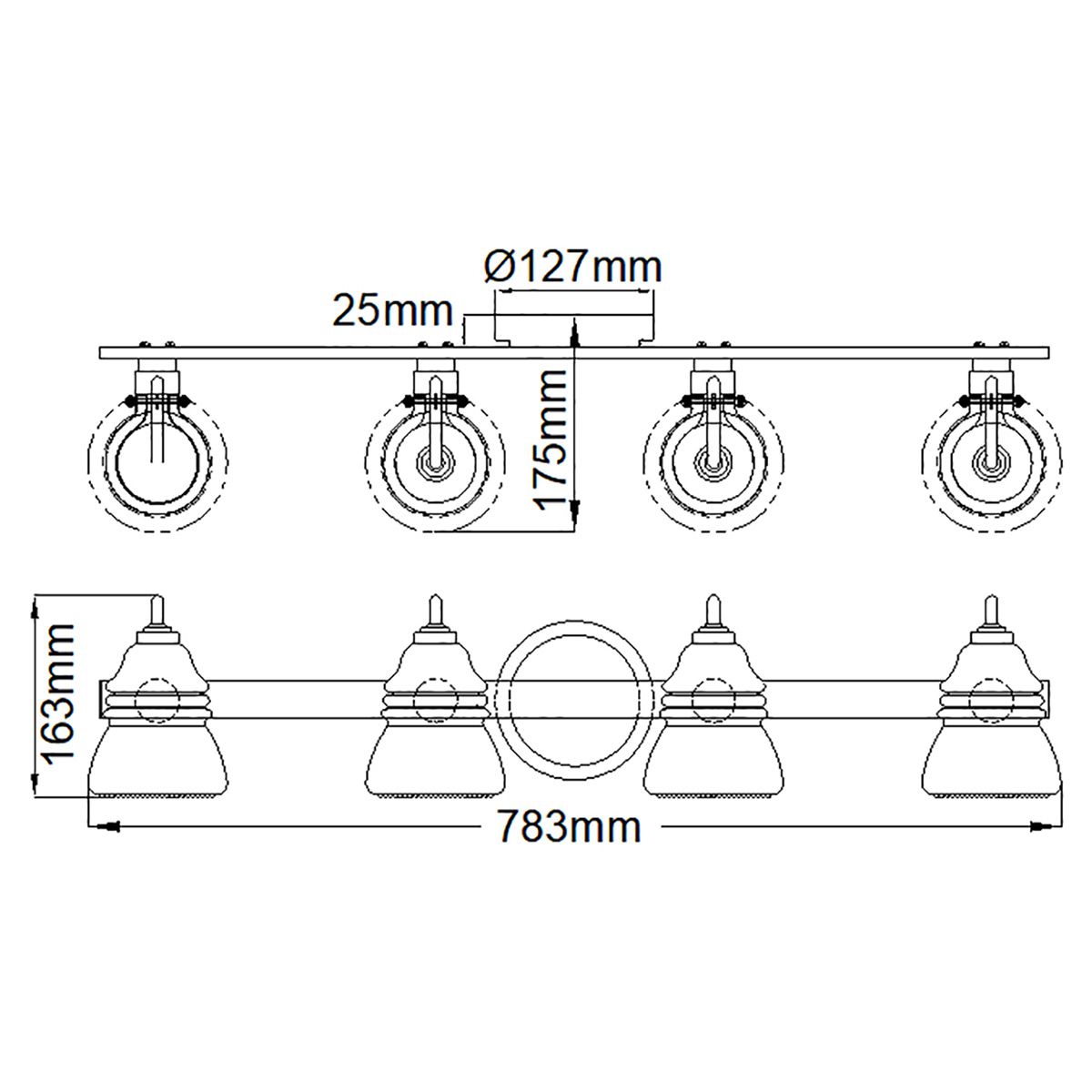 Talland Vintage Charm 4-Light Bathroom Wall Fixture