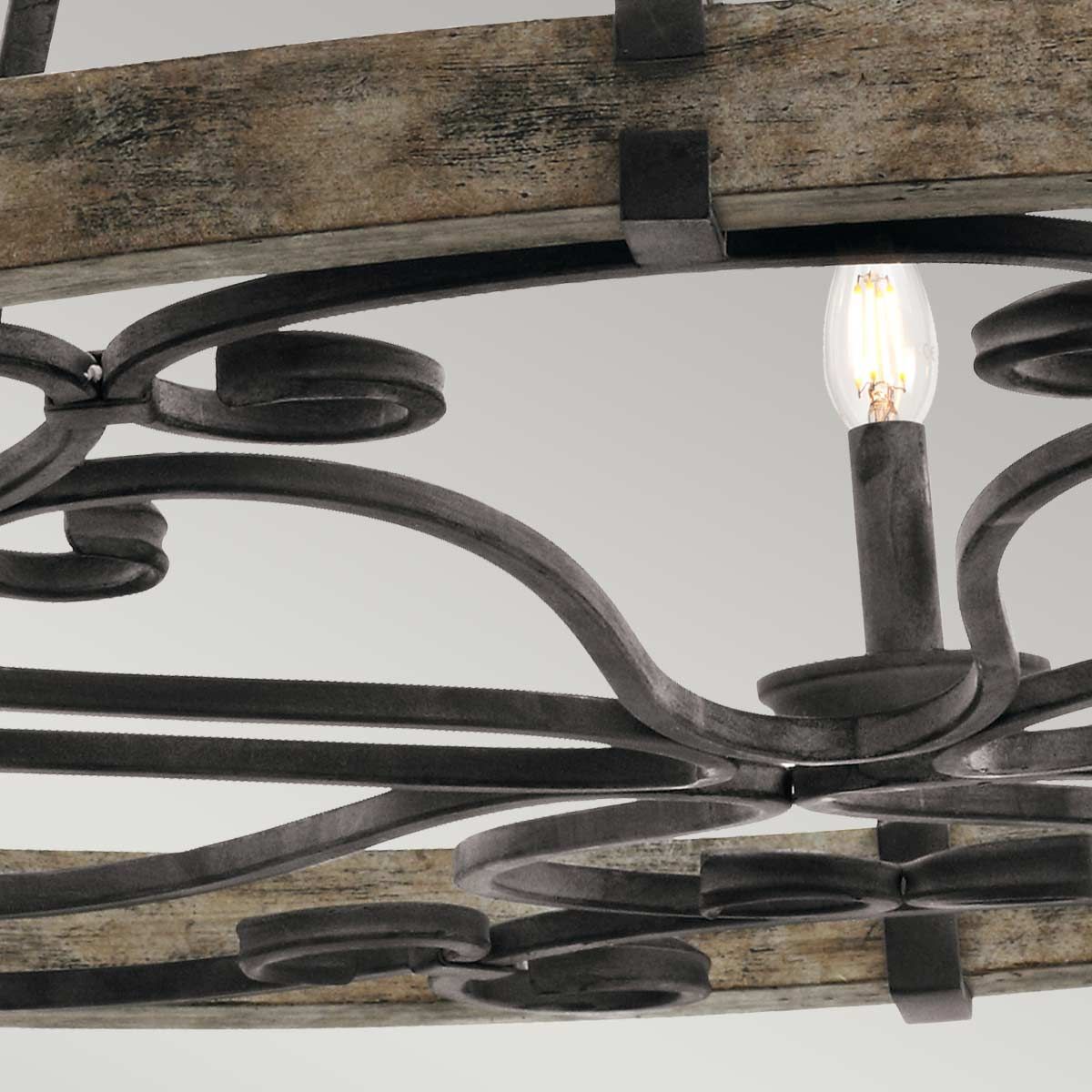 Taulbee 15-Light Weathered Zinc and Wood Chandelier