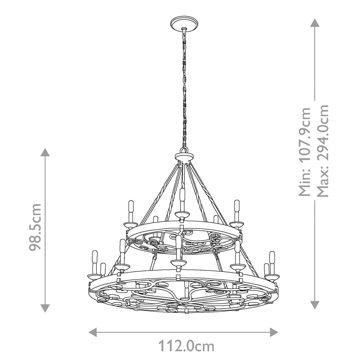 Taulbee 15-Light Weathered Zinc and Wood Chandelier