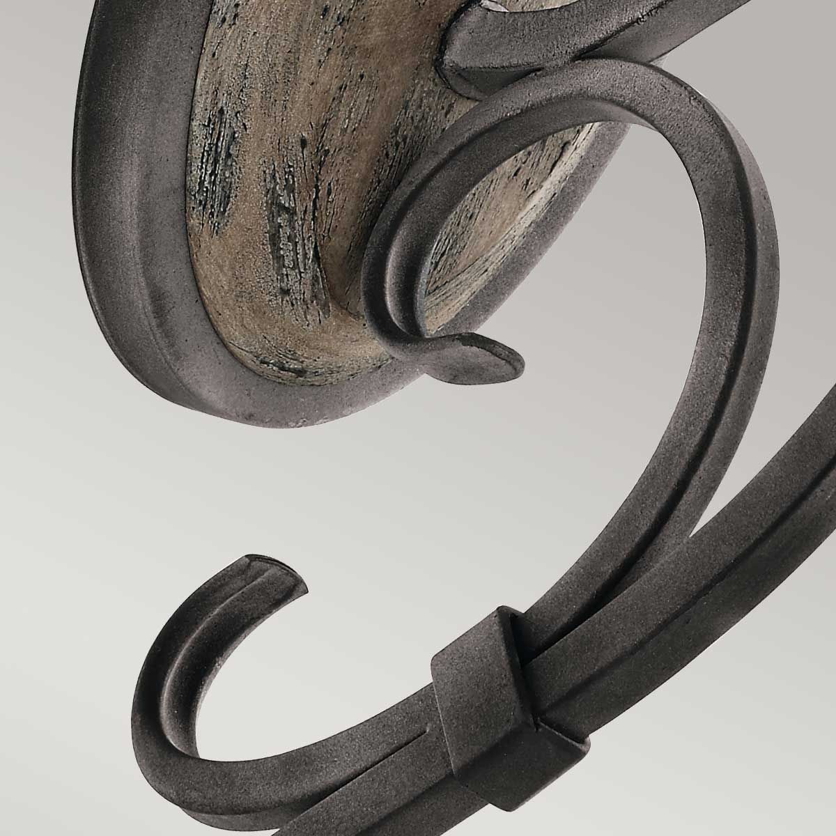 Taulbee Elegant Wall Light in Weathered Zinc and Grey Wood Veneer