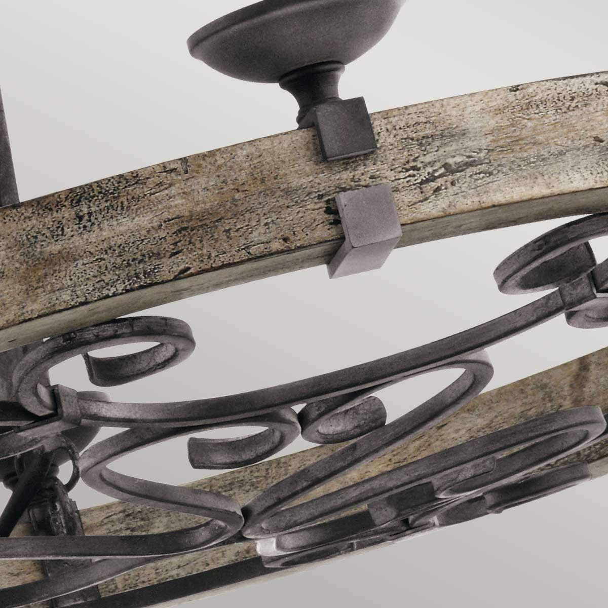 Taulbee Rustic Elegance 6-Light Chandelier in Weathered Zinc and Grey Wood