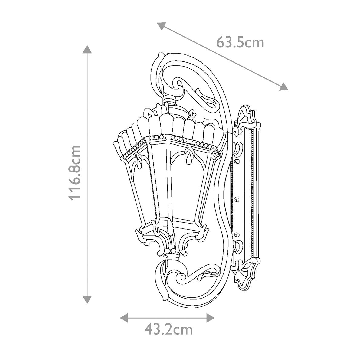 Exquisite Tournai Gothic Lantern: Grand 4-Bulb Outdoor Wall Light