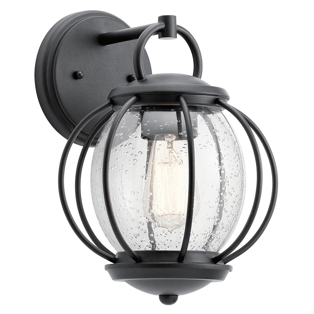 Vandalia Globe-Style Outdoor Wall Lantern - Textured Black