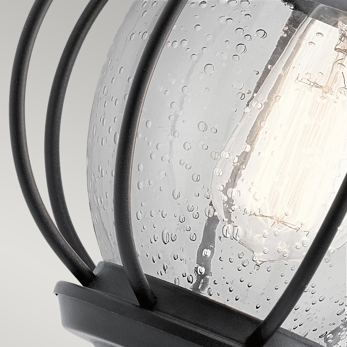 Vandalia Globe-Style Outdoor Wall Lantern - Textured Black