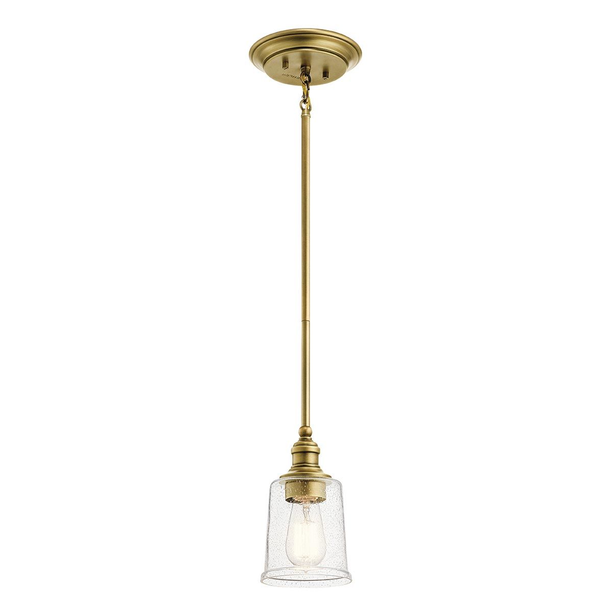 Vintage Brass Mini Pendant Light with Seeded Glass Shade - Waverly Collection