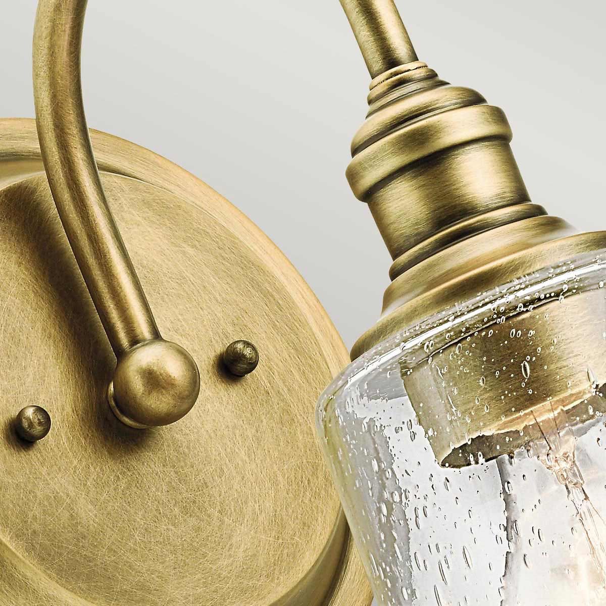 Waverly Vintage Brass Wall Sconce with Seeded Glass