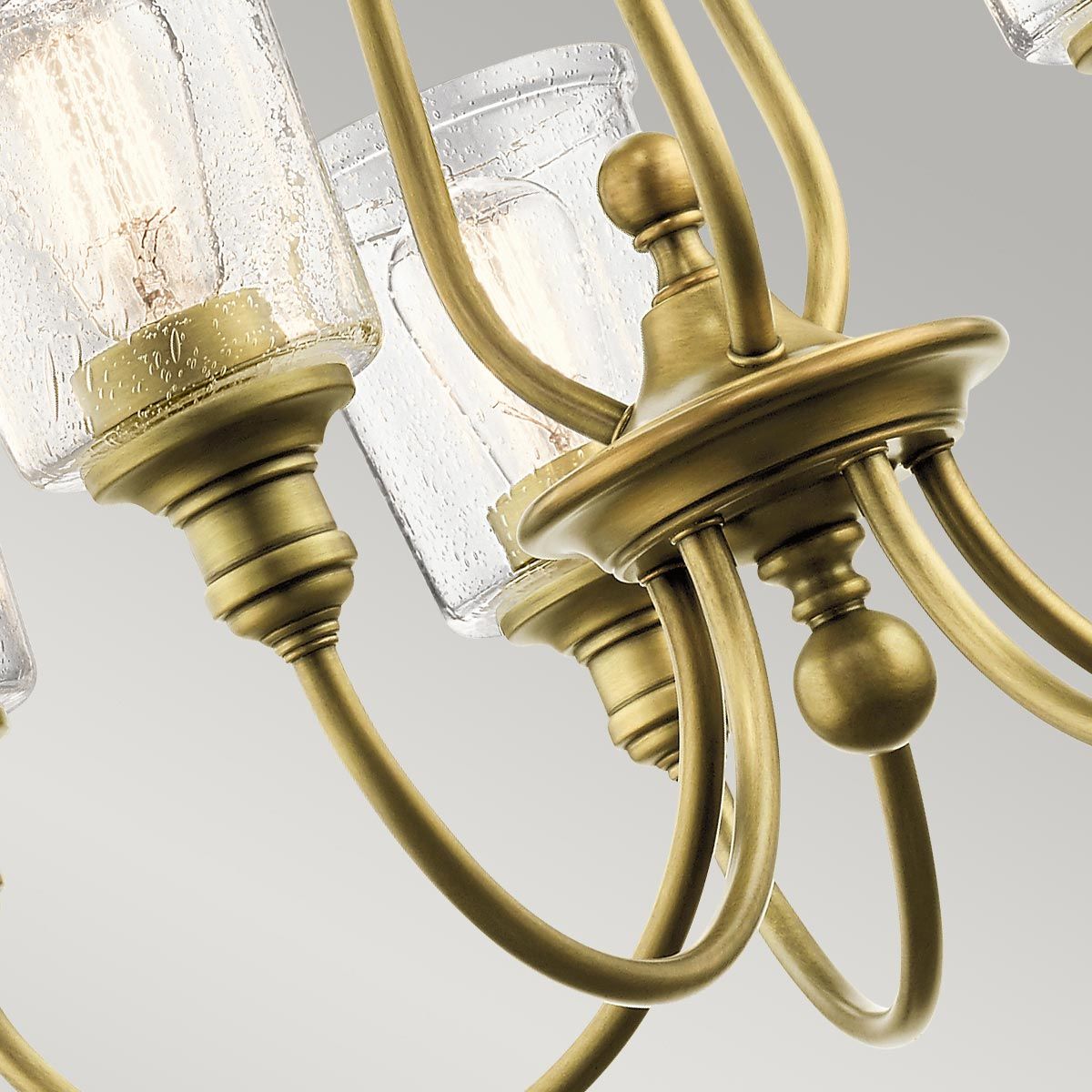 Waverly Radiant Brass Chandelier with Seeded Glass - 5 Light Fixture