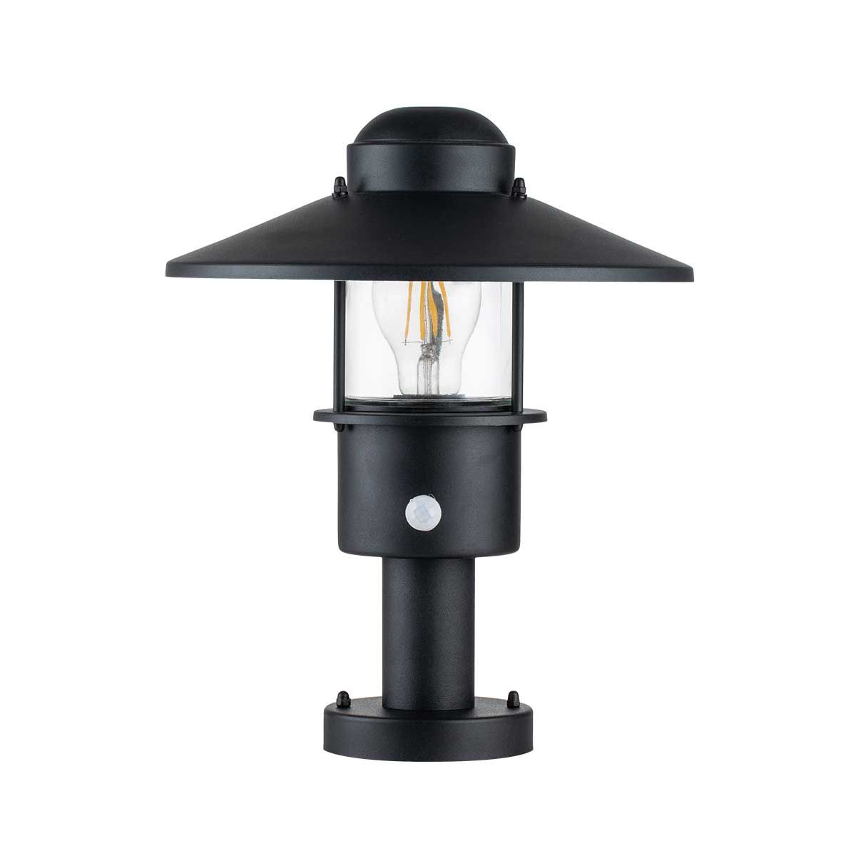 Klampenborg Black Outdoor Pedestal Lantern with PIR Sensor