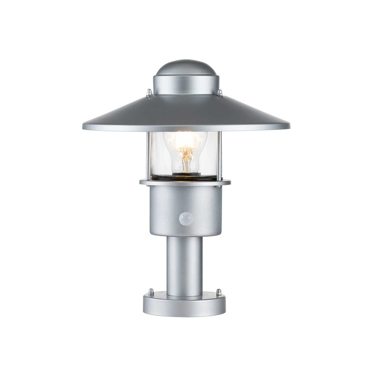 Klampenborg Outdoor Silver Pedestal Light with Motion Sensor