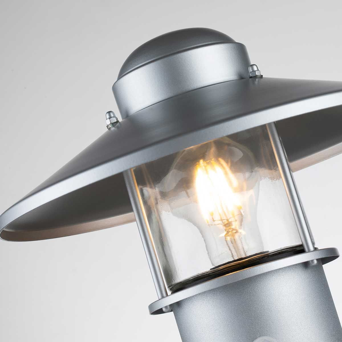Klampenborg Outdoor Silver Pedestal Light with Motion Sensor