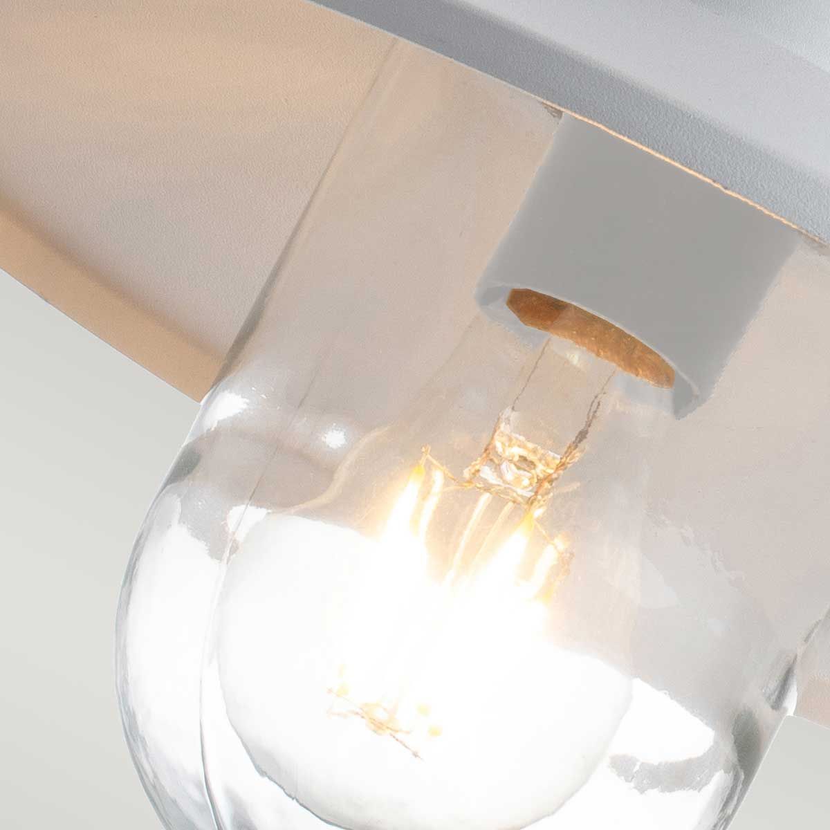 Klampenborg White Outdoor Swan Neck Wall Lantern with PIR Sensor