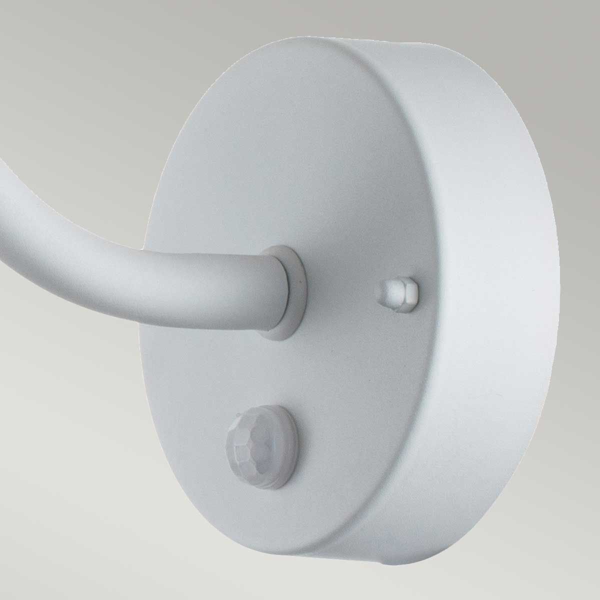 Klampenborg White Outdoor Swan Neck Wall Lantern with PIR Sensor