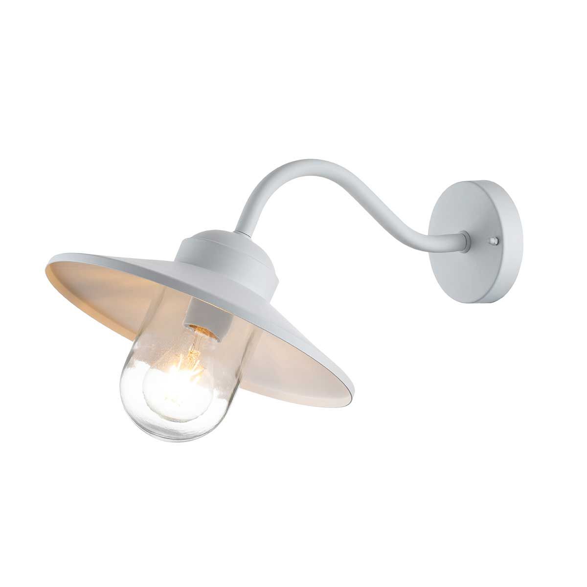 Scandinavian Swan Neck Outdoor Wall Lantern in White Finish