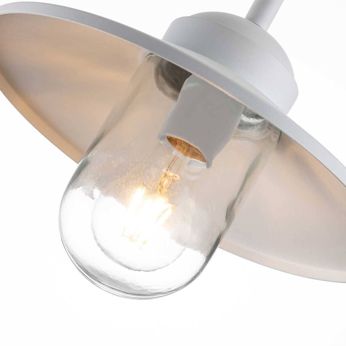Scandinavian Swan Neck Outdoor Wall Lantern in White Finish