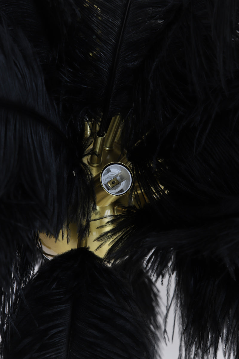 Luxurious Feather Gold & Black Chandelier - E14 Ø80 cm