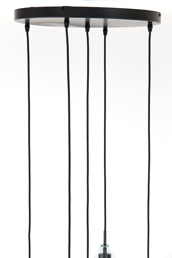 Elegant 5-Light Chandelier Ø61x66 cm Rakel - Matte Black & Clear Glass