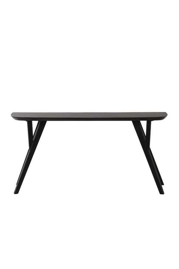 Rustic Acacia Wood Console with Matte Black Finish - 160x44x82 cm