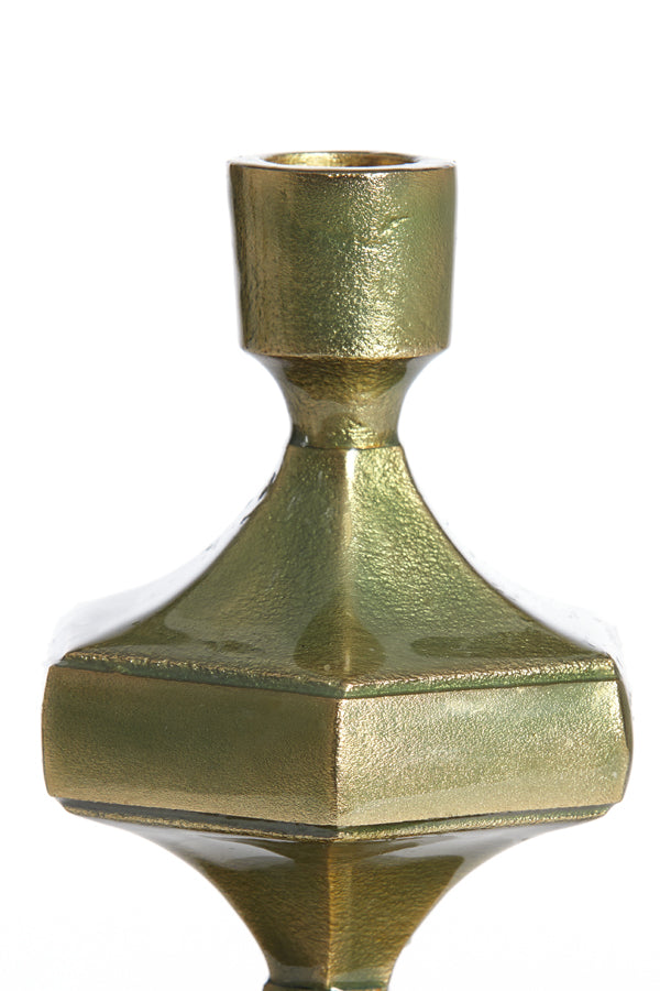 Lustrous Green Gold Candle Holder - 10x9x25 cm by Wambiri