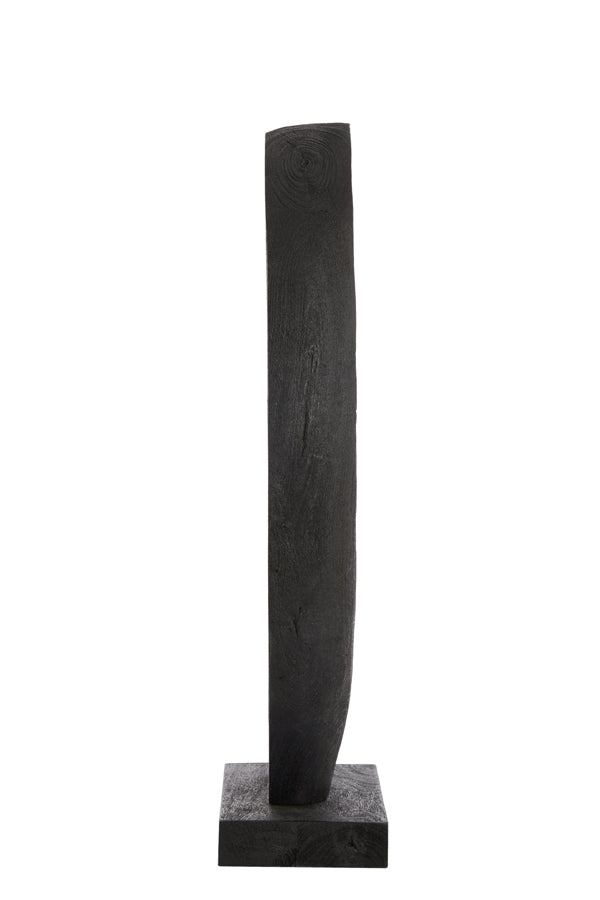 Sculptural Wooden Ornament in Matte Black Finish, 40x14x60 cm