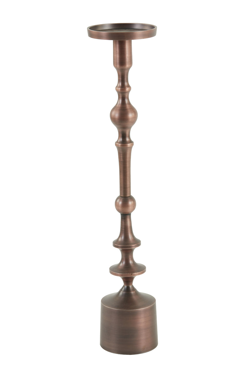 Elegant Sheva Candle Stand in Matte Antique Copper Finish (Ø11x54 cm)