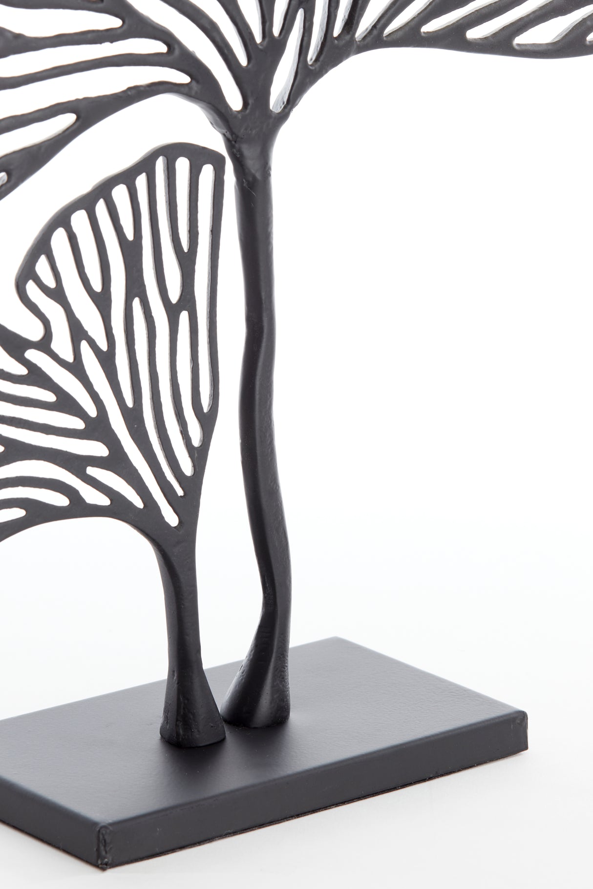 Leaf Motif Sculpture on Stand, 36x10x48 cm Matte Black Finish
