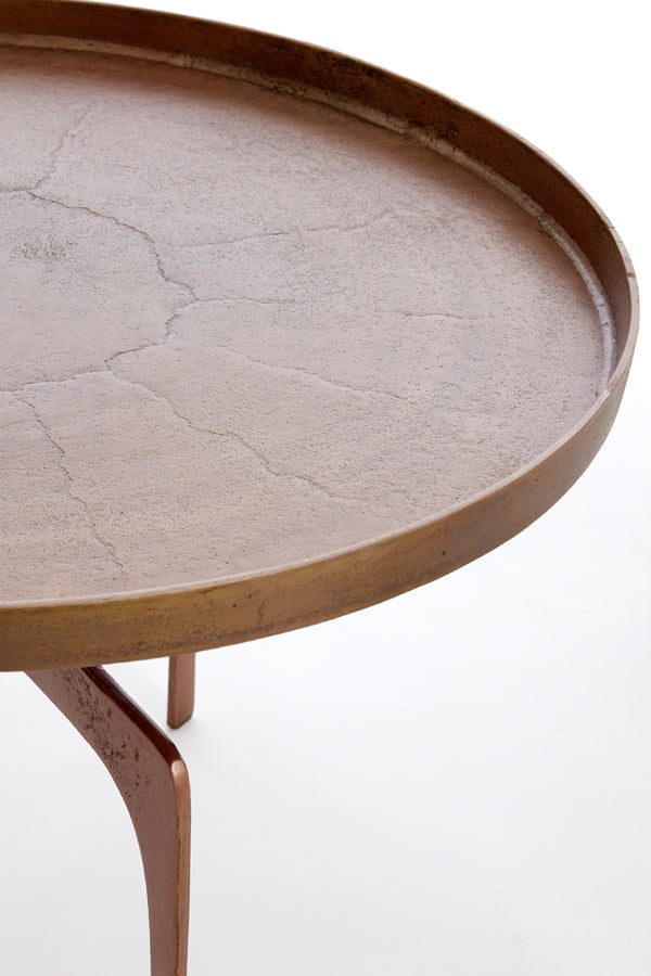Rustic Bronze Nesting Coffee Tables - Set of 2, Pano Design (Ø64x39 cm & Ø75x44 cm)