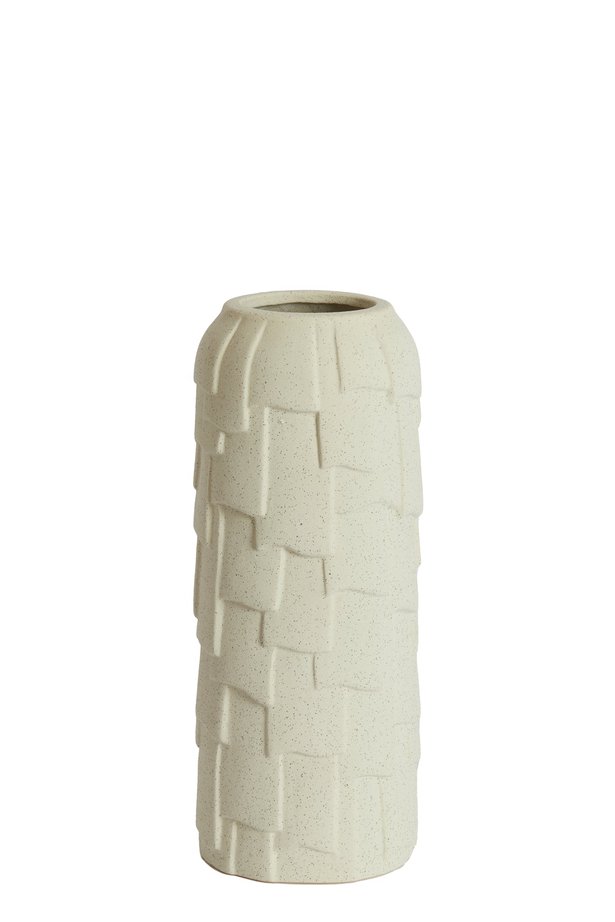 Elegant Cream Ceramic Vase Ø14x34.5 cm Matte Finish