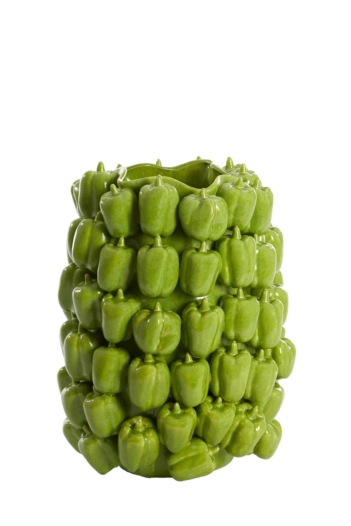Glossy Green Bellpepper Ceramic Vase - 35x33x47 cm Modern Décor