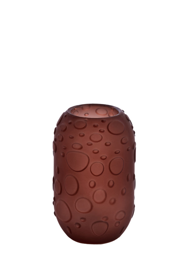 Matte Dark Brown Glass Tealight Holder 8x13 cm Finley