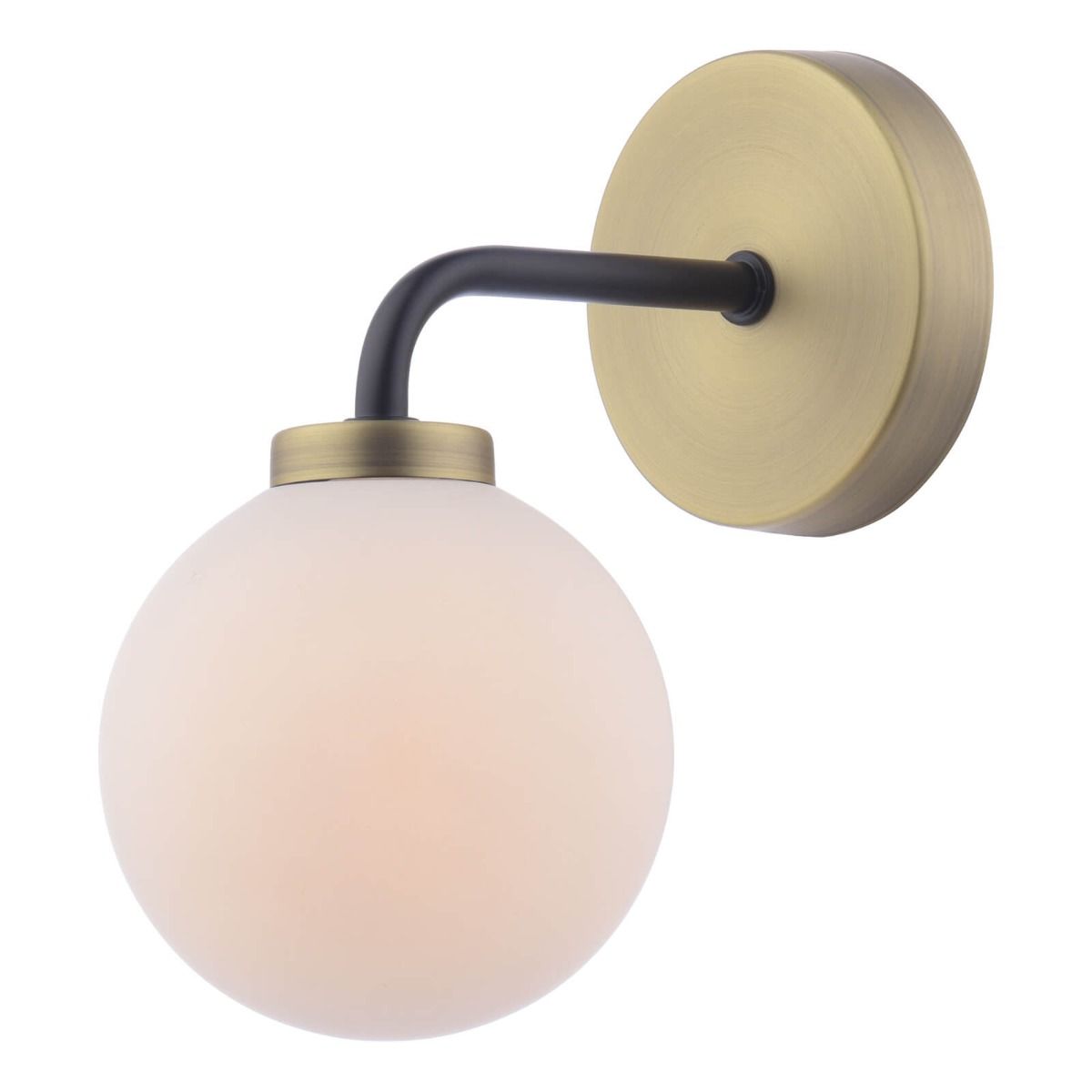 Lainey Wall Light Matt Black and Antique Brass With Opal Glass
