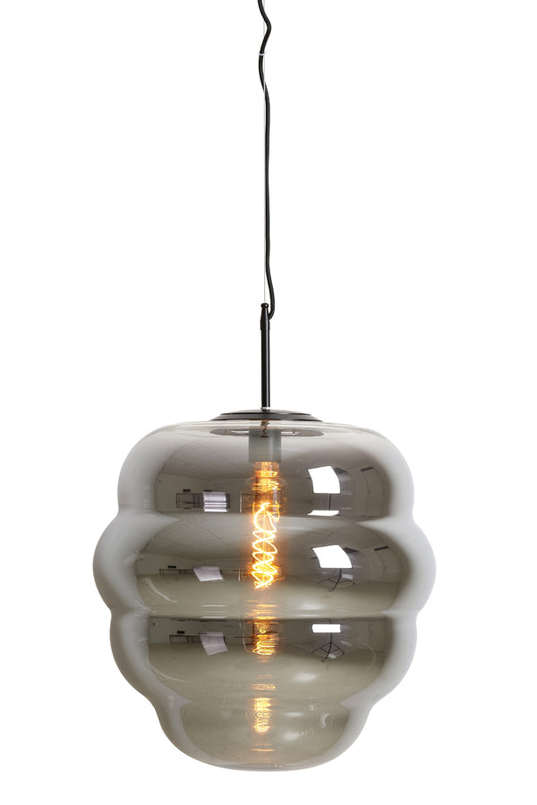 Elegant Hanging Lamp with Smoked Glass and Matte Black Finish, 45x48 cm