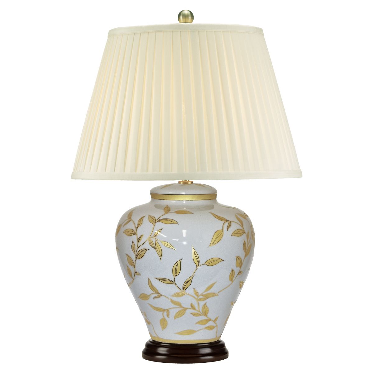 Elegant Porcelain Leaves Table Lamp in Brown and Gold