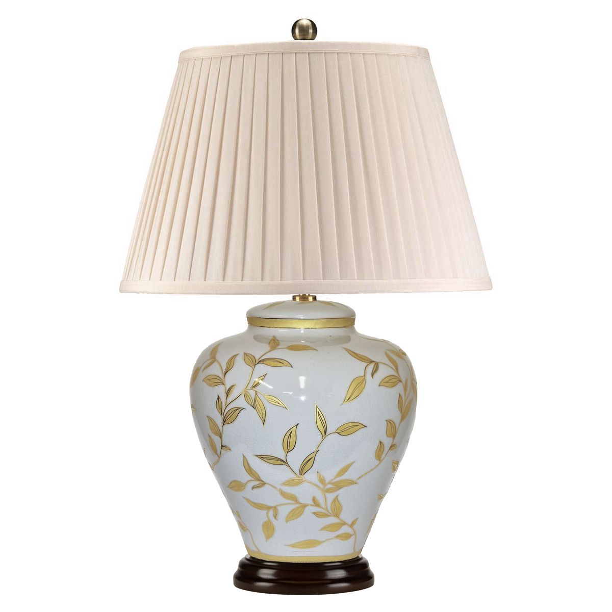 Elegant Porcelain Leaves Table Lamp in Brown and Gold