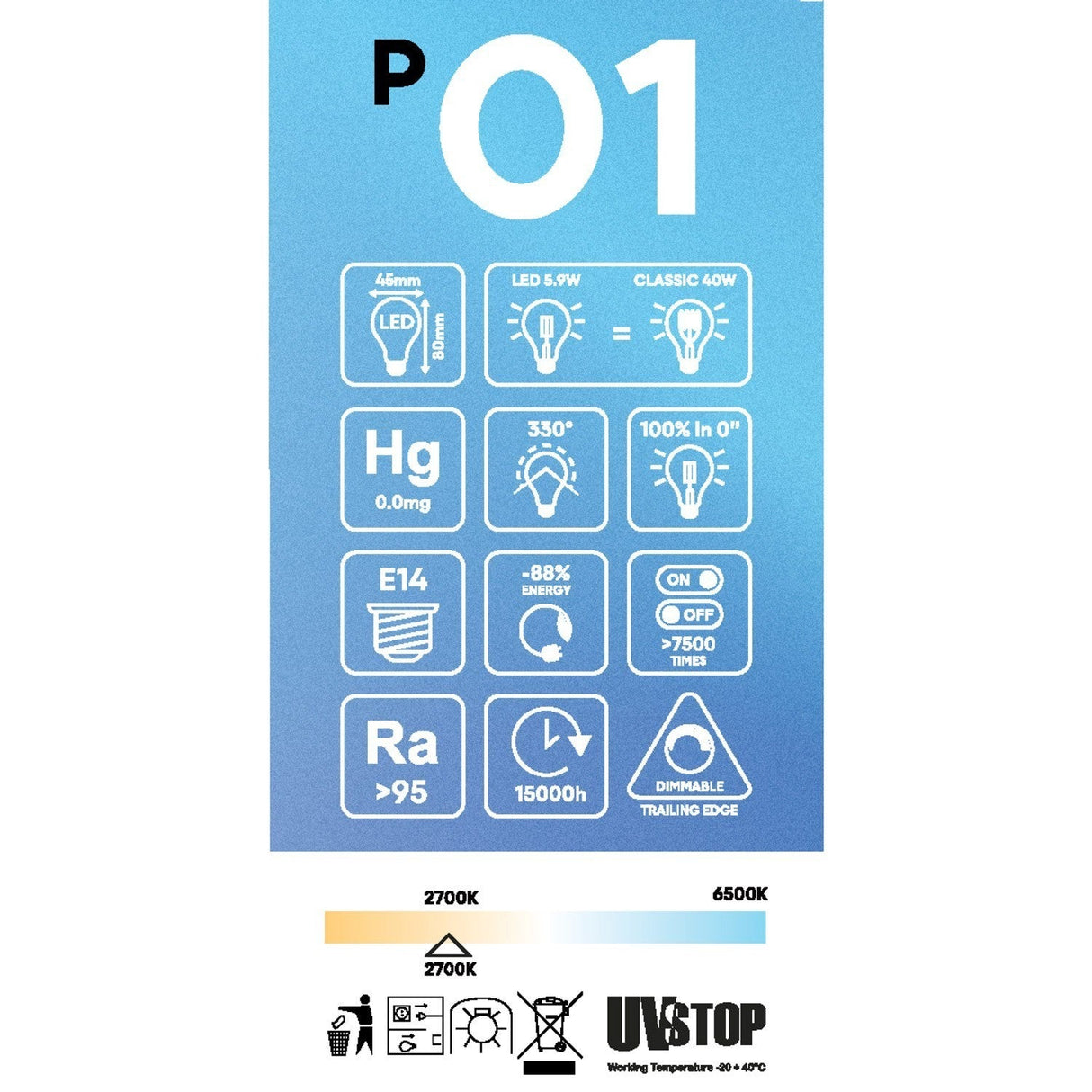 LED Porcelain Effect Light Bulb E14 2.5W 1800K (BBP01)