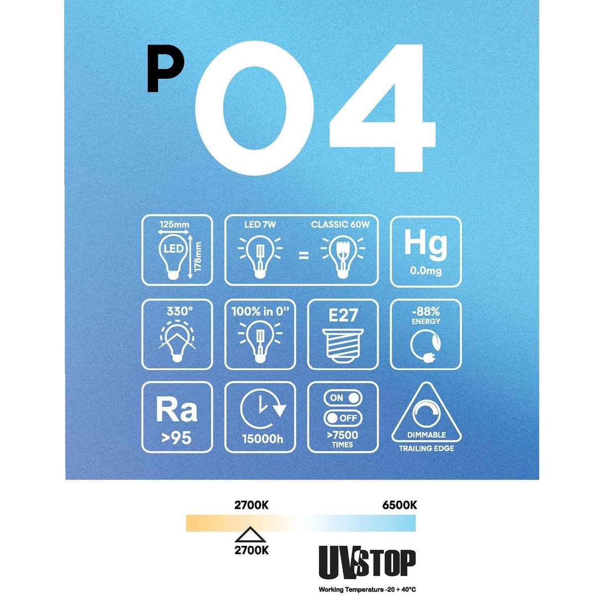 LED Porcelain Effect Light Bulb E27 7W 2700K (BBP04)