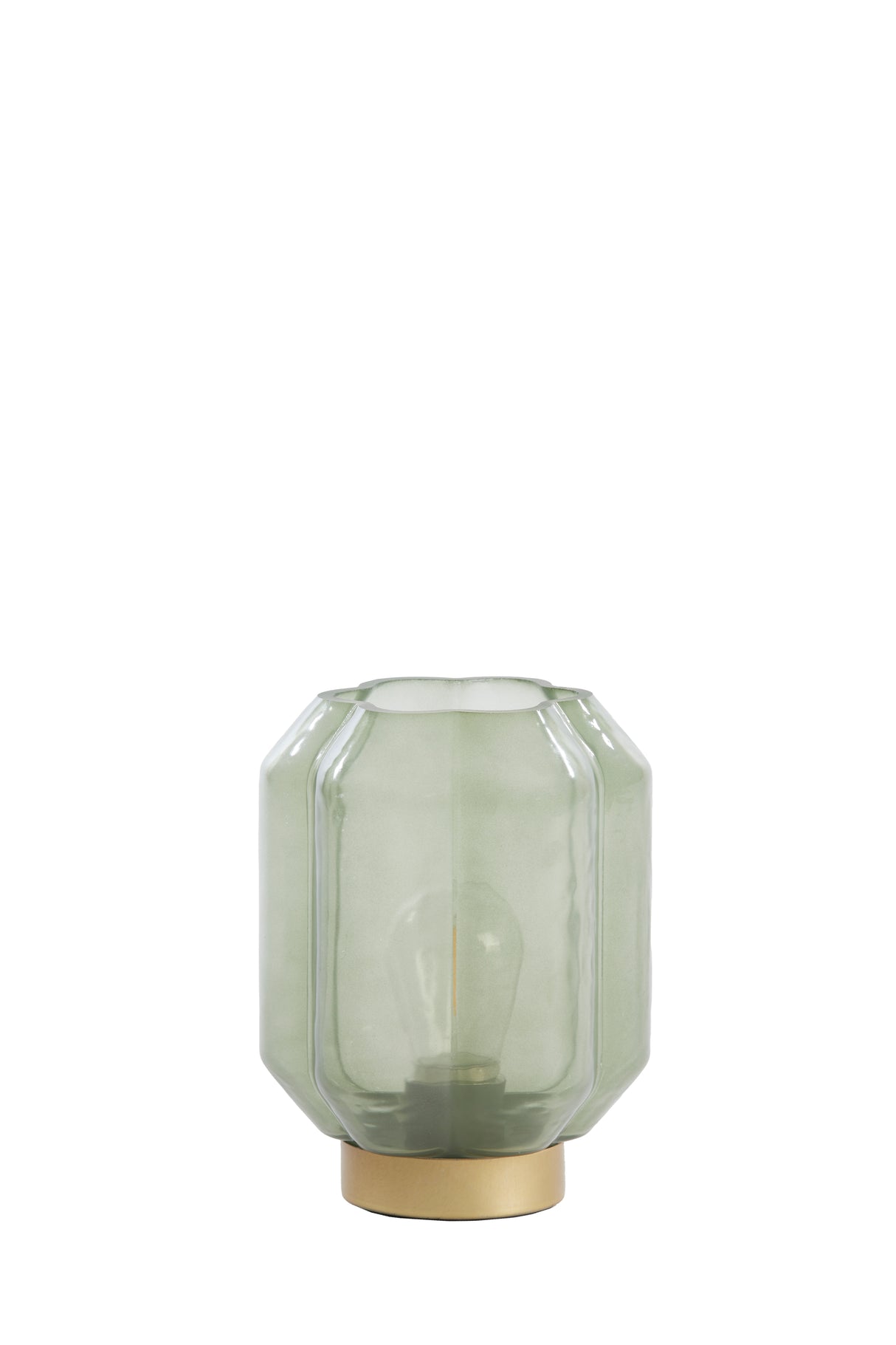 Yvias LED Glass Table Lamp in Milky Green and Gold Ø13x16.5 cm