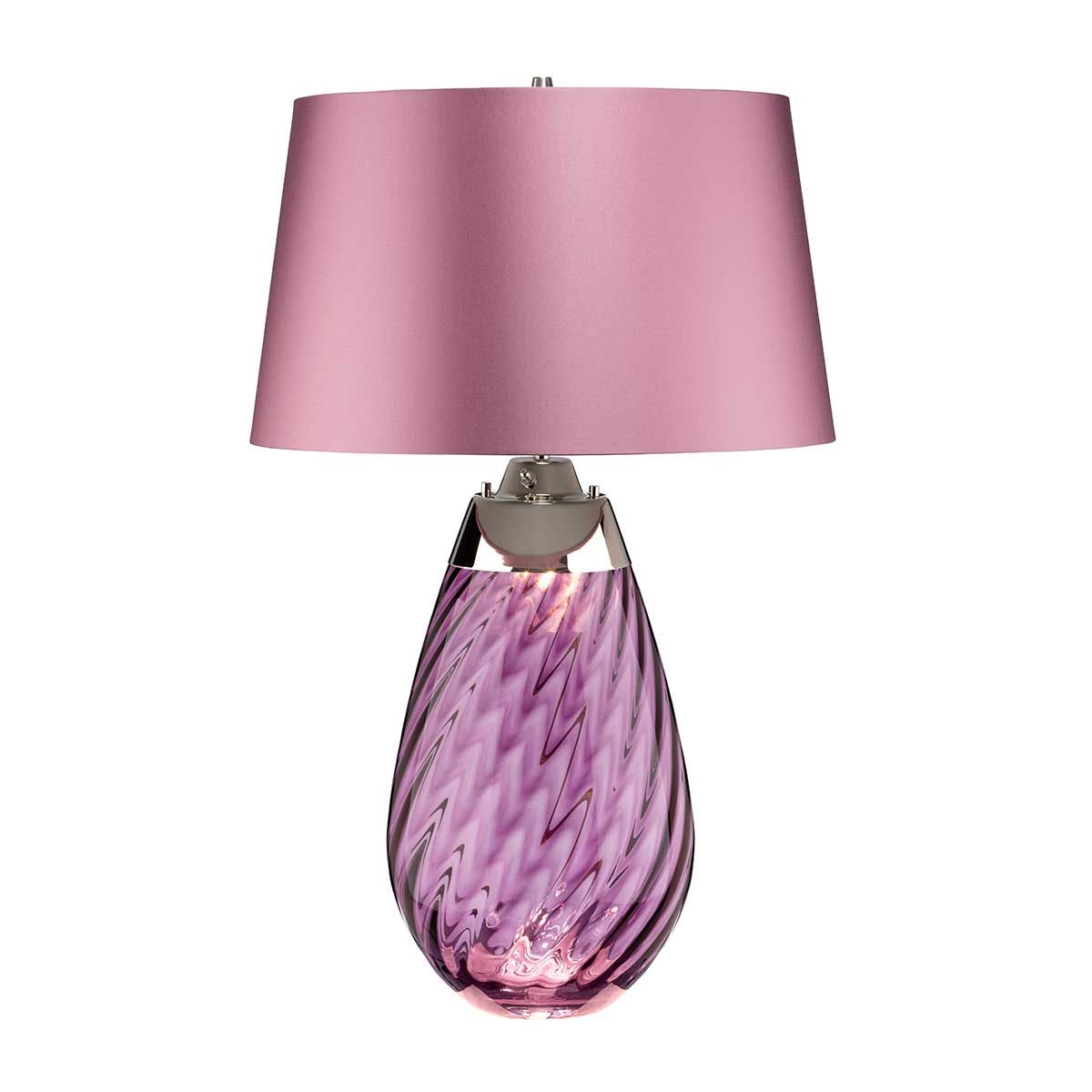 Lena Plum-Tinted Glass Table Lamp with Heather Shade