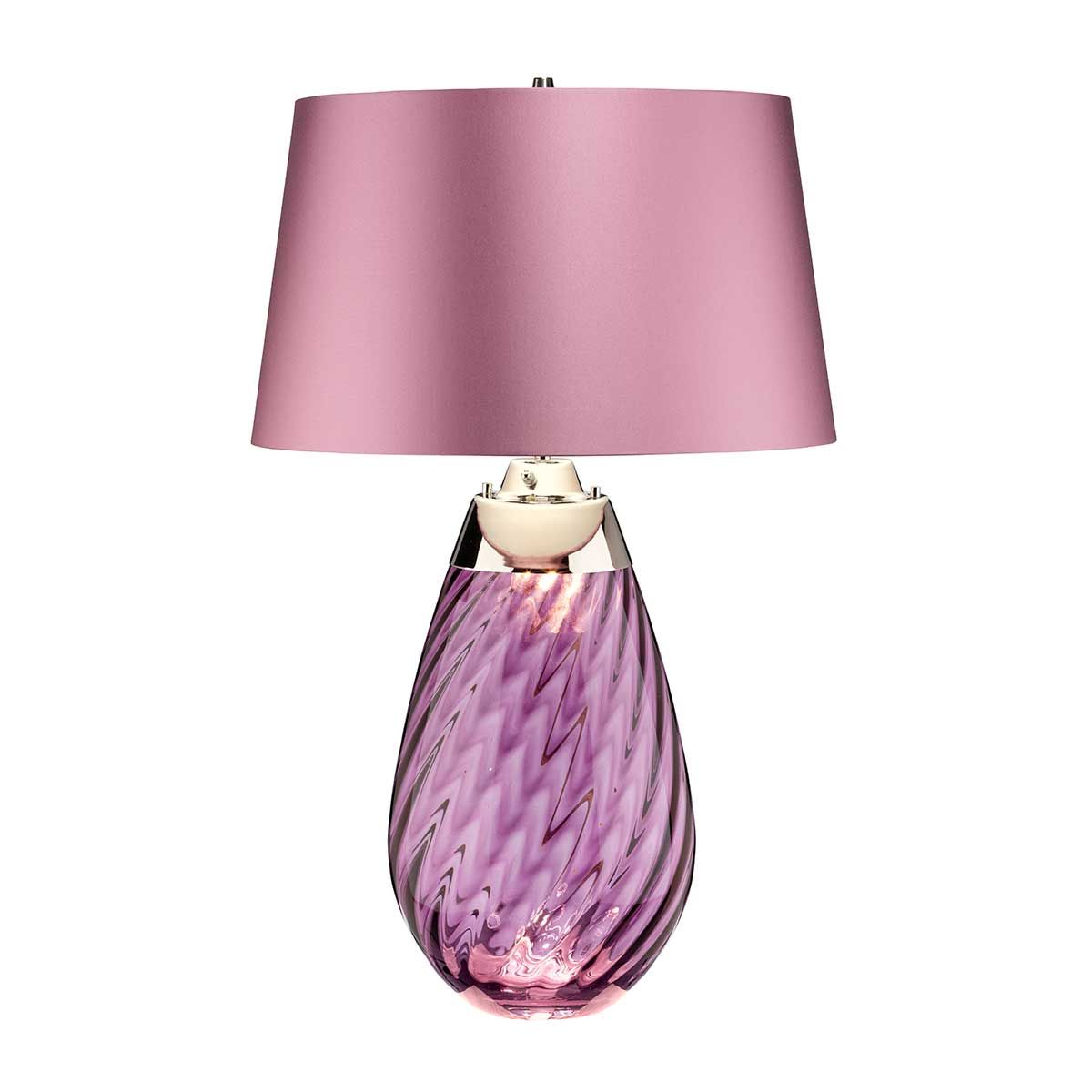 Lena Plum-Tinted Glass Table Lamp with Heather Shade
