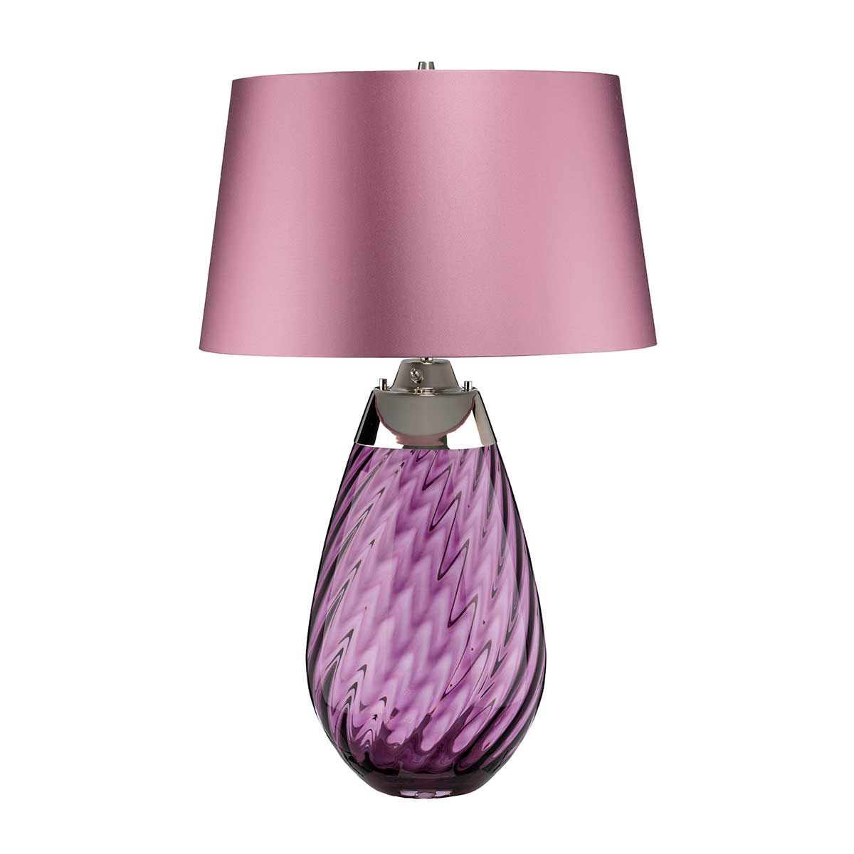 Lena Plum-Tinted Glass Table Lamp with Heather Shade