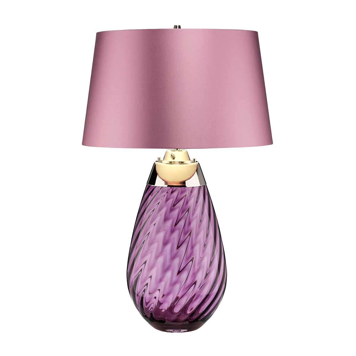 Lena Plum-Tinted Glass Table Lamp with Heather Shade