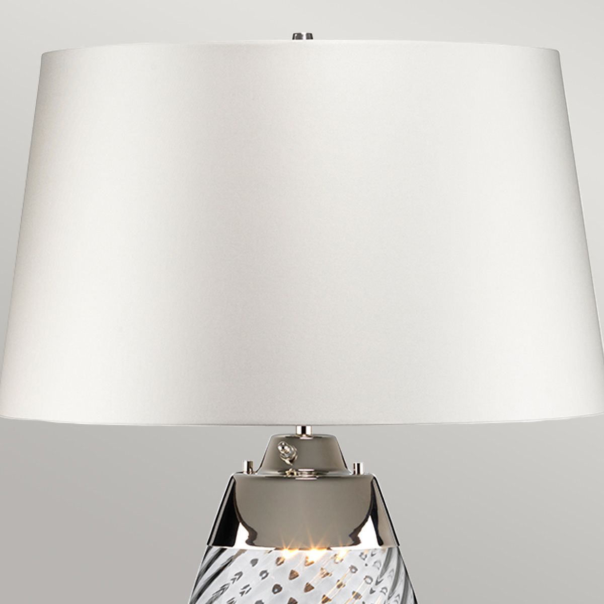 Lena Dual-Lit Blue-Tinted Glass Table Lamp with Off-White Shade
