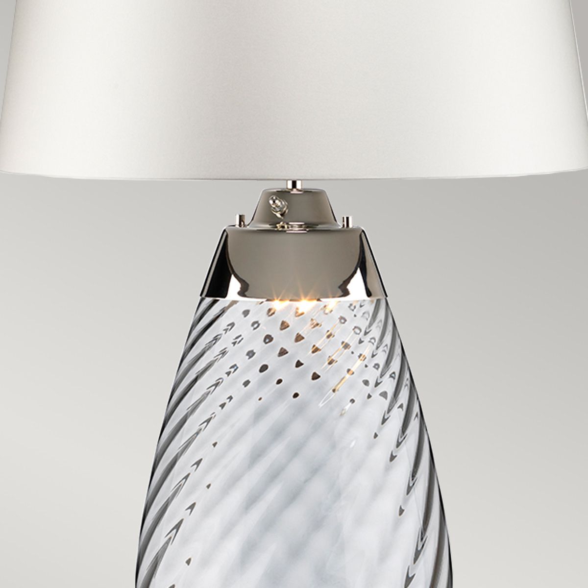 Lena Dual-Lit Blue-Tinted Glass Table Lamp with Off-White Shade