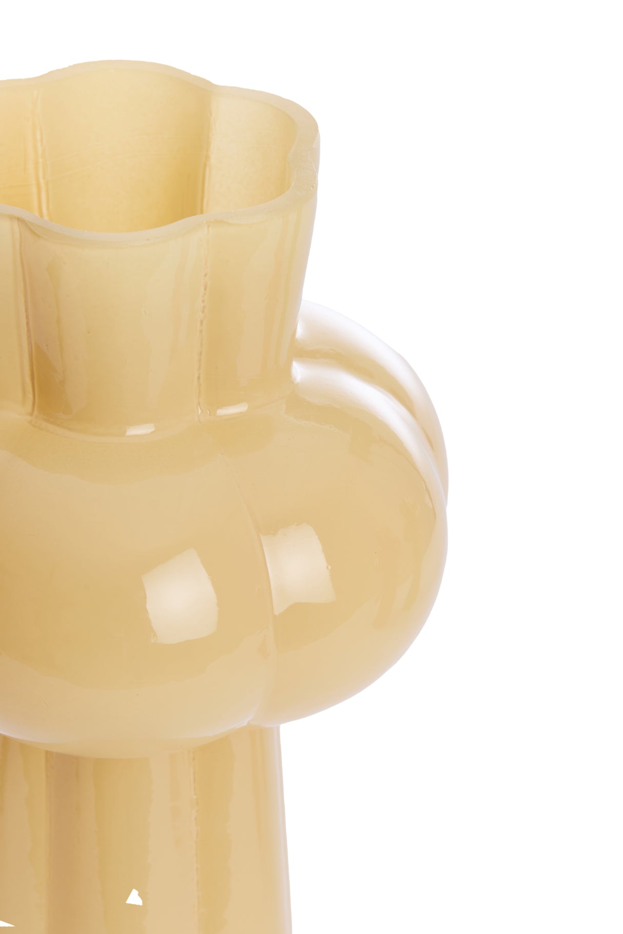 Elegant Beige Glass Vase Ø16x35.5 cm